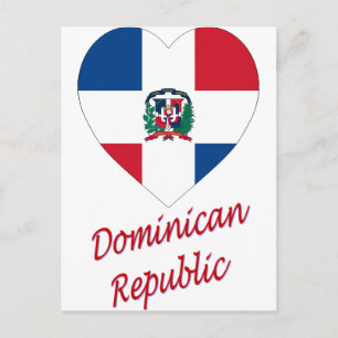 Carte Postale Drapeau de la République dominicaine Cœur avec nom