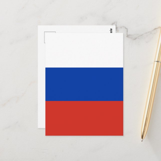 Carte Postale Drapeau de la Russie (Devant/Arrière en situation)