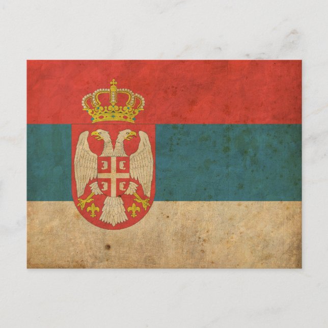 Carte Postale Drapeau de la Serbie vintage (Devant)