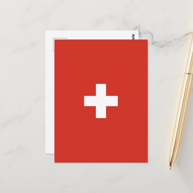 Carte Postale drapeau de la Suisse (Devant/Arrière en situation)