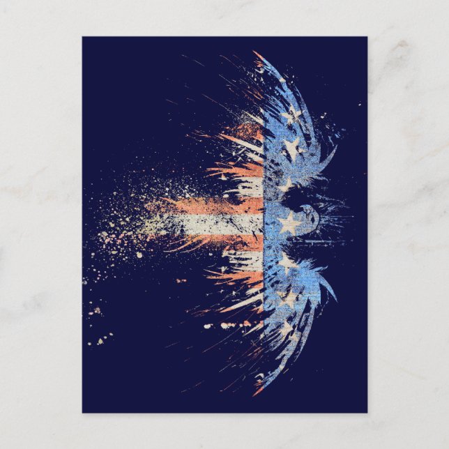 Carte Postale Drapeau de l'aigle américain patriotique (Devant)