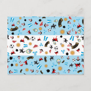 Carte Postale Drapeau de l'Argentine avec des icônes célèbres