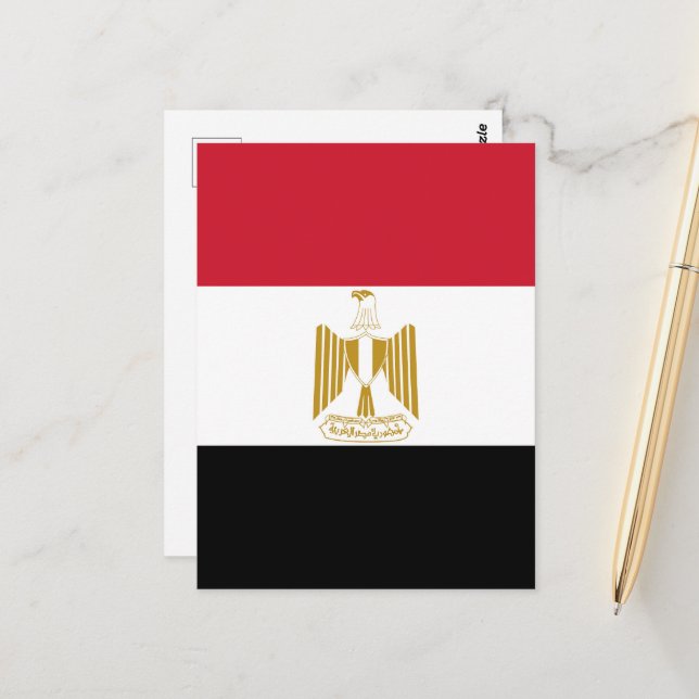 Carte Postale Drapeau de l'Égypte (Devant/Arrière en situation)
