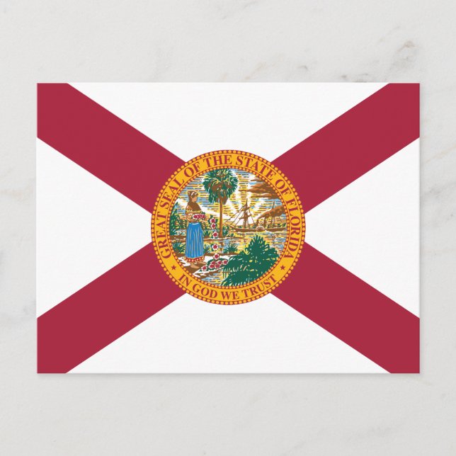 Carte Postale Drapeau de l'État de Floride Sunshine State Seal  (Devant)