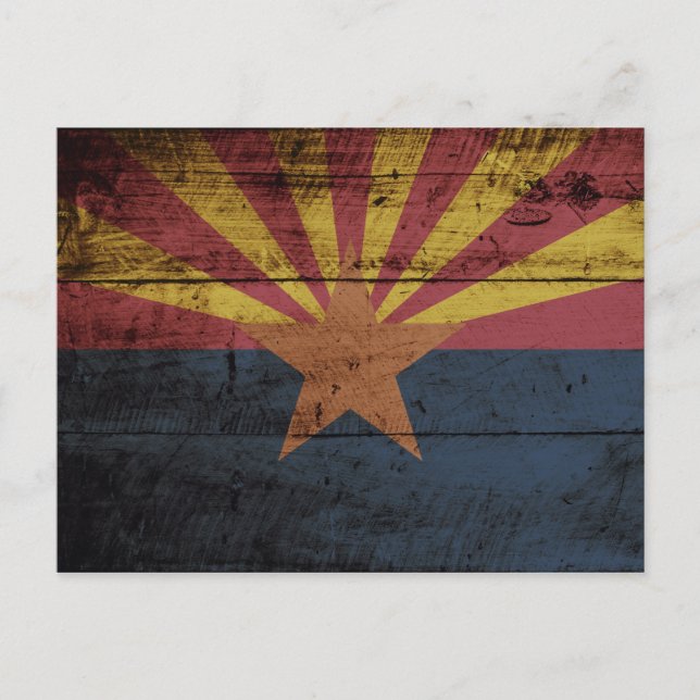 Carte Postale Drapeau de l'état de l'Arizona sur le vieux grain  (Devant)