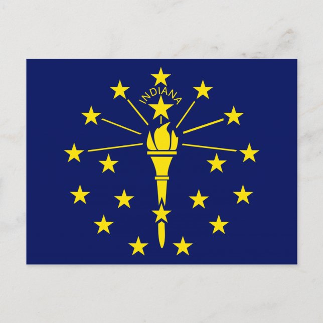 Carte Postale Drapeau de l'État de l'Indiana de la torche et des (Devant)