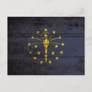 Carte Postale Drapeau de l'état de l'Indiana sur le vieux grain 