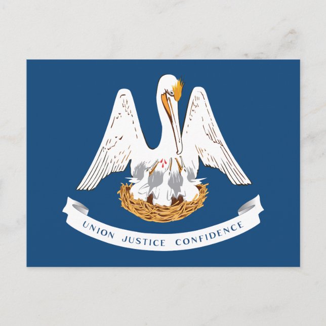 Carte Postale Drapeau de l'État de Louisiane Pélican Devises Sou (Devant)