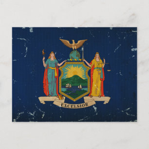 Carte Postale Drapeau de l'État de New York VINTAGE