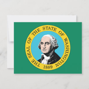 Carte Postale Drapeau de l'État de Washington Champ Vert Portrai