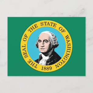 Carte Postale Drapeau de l'État de Washington Champ Vert Portrai