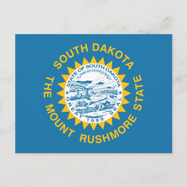 Carte Postale Drapeau de l'État du Dakota du Sud Rayons Dorés So (Devant)