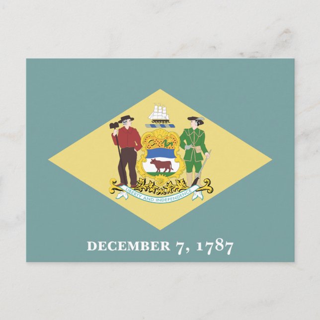 Carte Postale Drapeau de l'État du Delaware Le Premier État Blas (Devant)