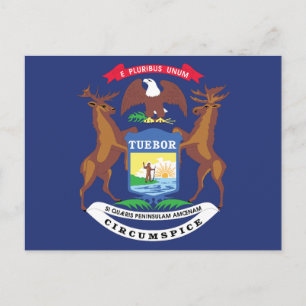 Carte Postale Drapeau de l'État du Michigan Grand Sceau de l'Éta