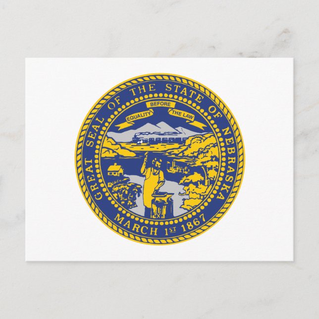 Carte Postale Drapeau de l'État du Nebraska Sceau de l'État Corn (Devant)