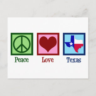 Carte Postale Drapeau de l'État du Texas Paix Amour