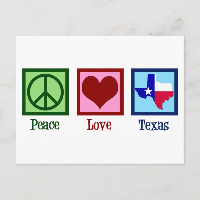 Carte Postale Drapeau de l'État du Texas Paix Amour (Devant)
