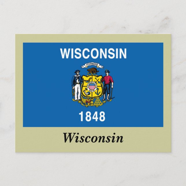 Carte Postale Drapeau de l'État du Wisconsin (Devant)