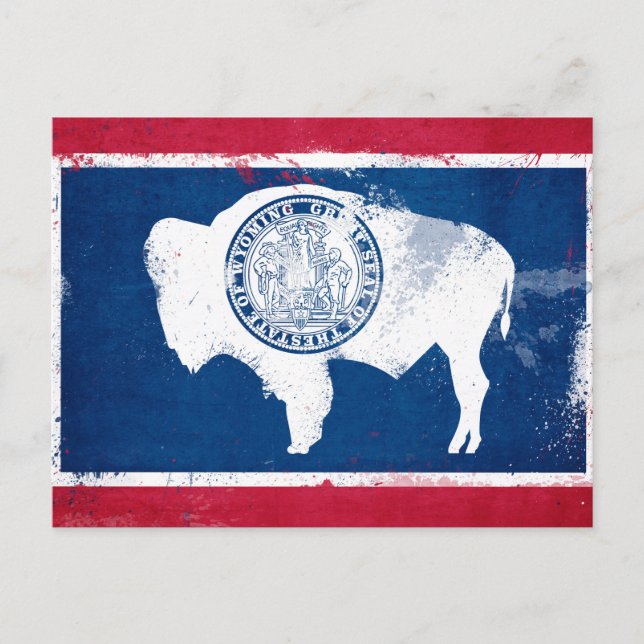 Carte Postale Drapeau de l'État du Wyoming en détresse (Devant)
