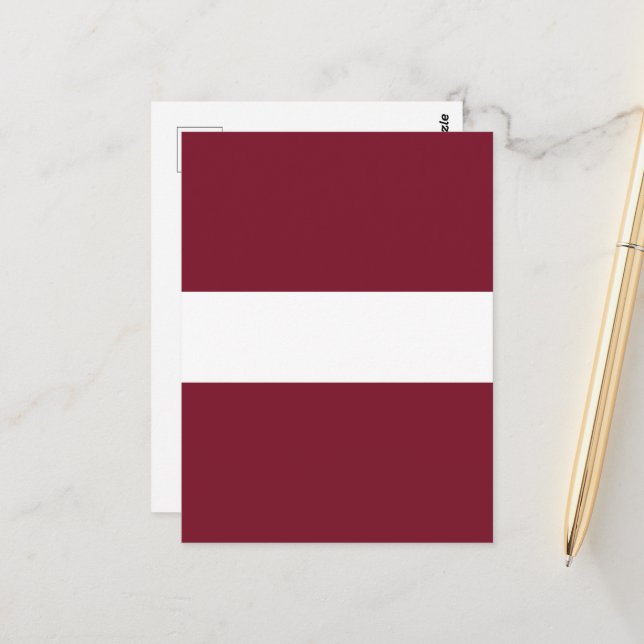 Carte Postale Drapeau de Lettonie (Devant/Arrière en situation)
