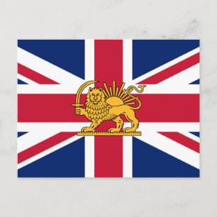 Carte Postale Drapeau de l'héritage britanno-iranien Lion et S