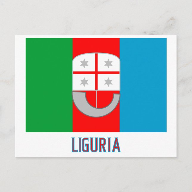 Carte Postale Drapeau de Ligurie avec nom (Devant)