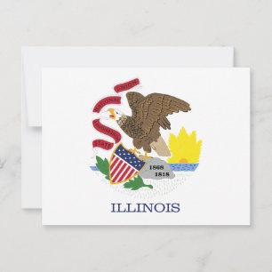 Carte Postale Drapeau de l'Illinois Terre de Lincoln Sceau de l'