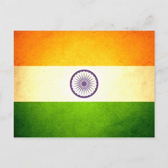 Carte Postale Drapeau de l'Inde embrassé par Sun (Devant)