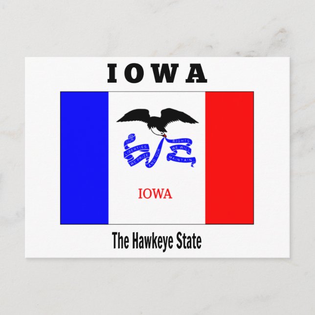 Carte Postale Drapeau de l'Iowa, l'État Hawkeye, (Devant)