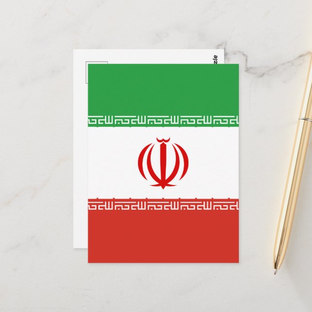 Carte Postale Drapeau de l'Iran (Devant/Arrière en situation)