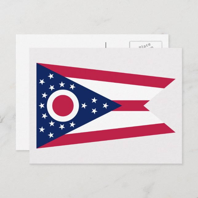 Carte Postale Drapeau de l'Ohioan, Drapeau de l'Ohio (Devant / Derrière)