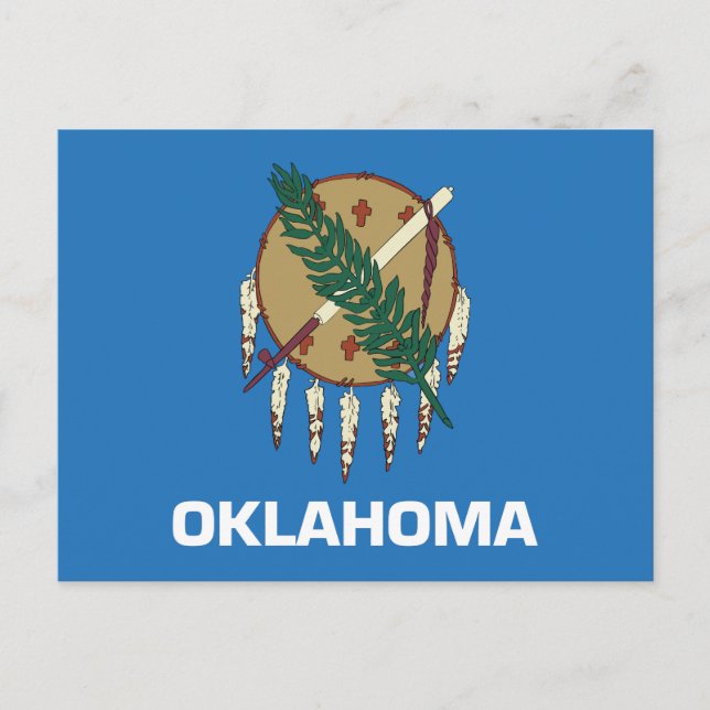 Carte Postale Drapeau de l'Oklahoma Bouclier Osage Pipe à paix (Devant)