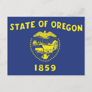 Carte Postale Drapeau de l'Oregon à deux faces, sceau et pionnie