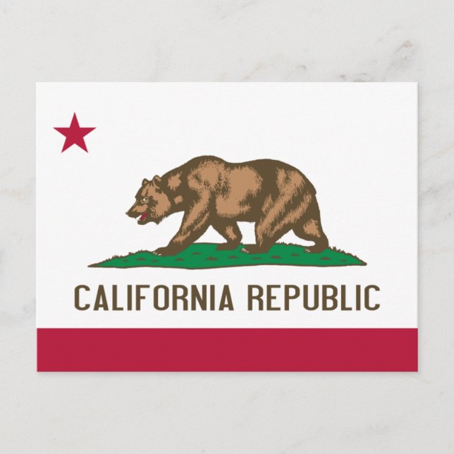 Carte Postale Drapeau de l'ours de Californie : État de Cali Gol (Devant)