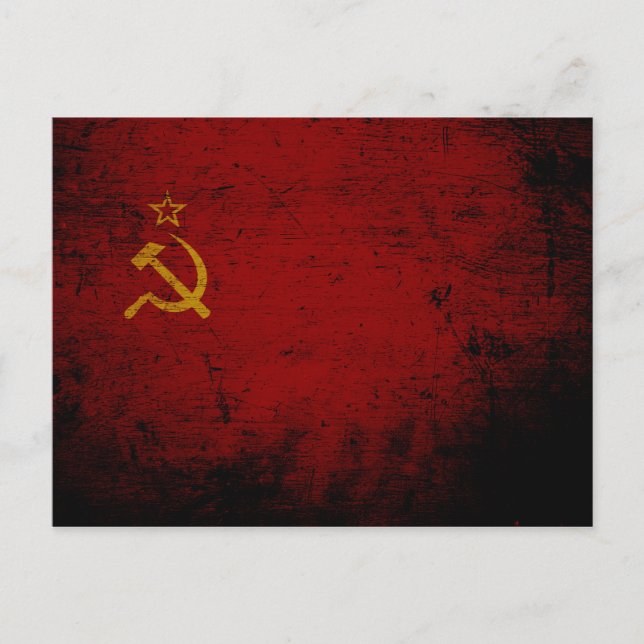 Carte Postale Drapeau de l'Union soviétique de Grunge Noire (Devant)