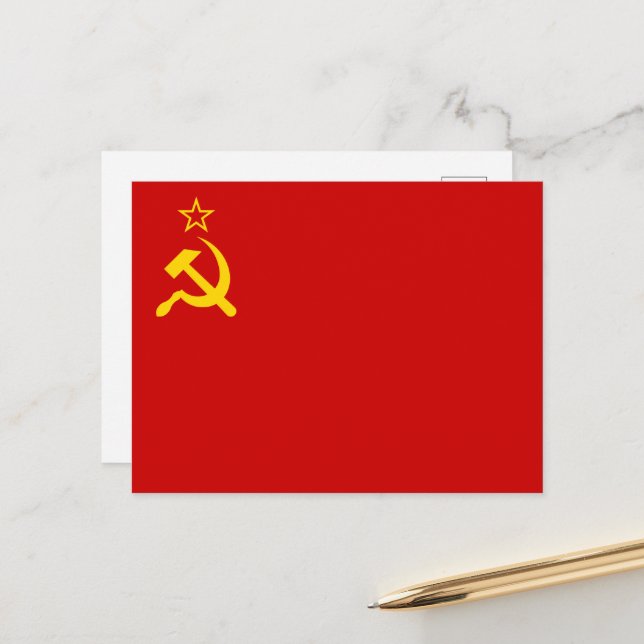 Carte Postale Drapeau de l'Union soviétique, URSS, CCCP, communi (Devant/Arrière en situation)