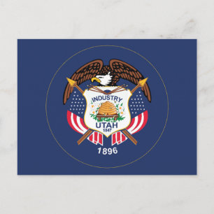 Carte Postale Drapeau de l'Utah Moderne Beehive Star Terre de Zi