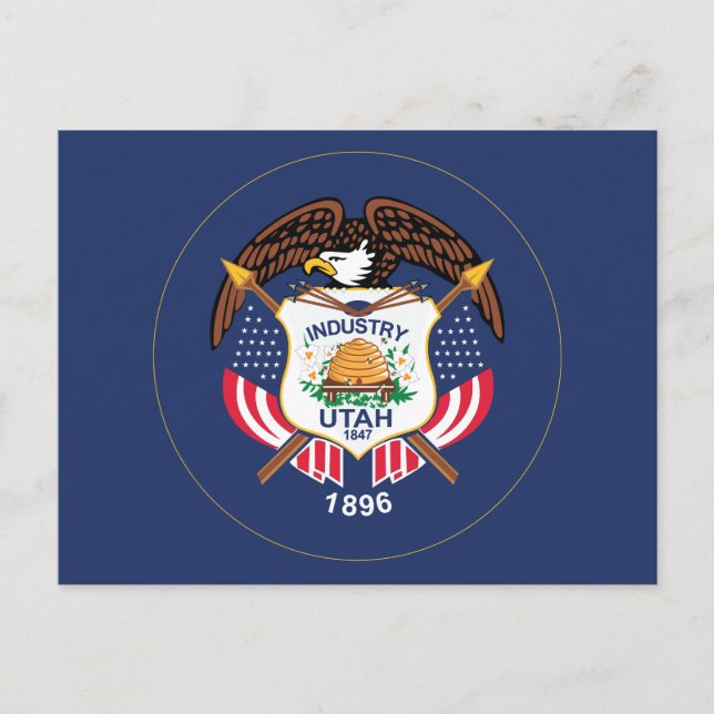 Carte Postale Drapeau de l'Utah Moderne Beehive Star Terre de Zi (Devant)