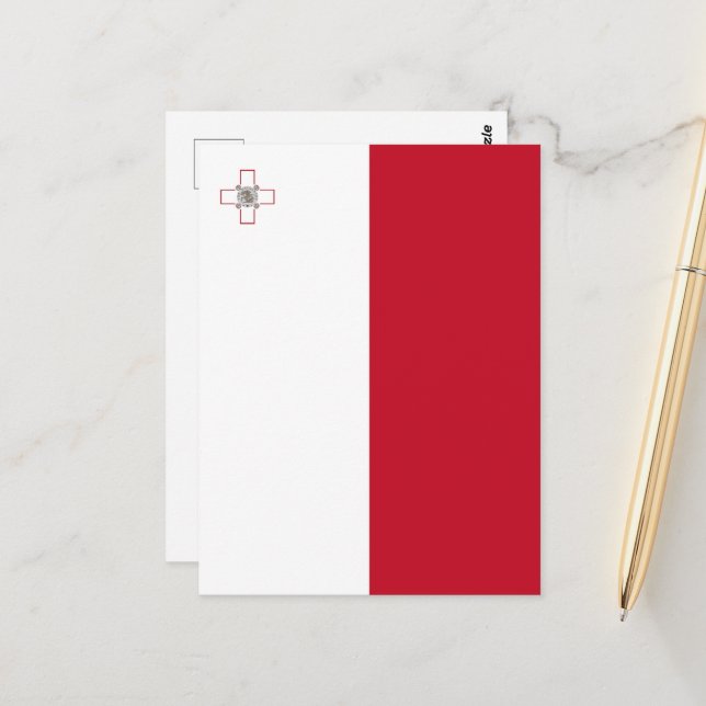 Carte Postale Drapeau de Malte (Devant/Arrière en situation)