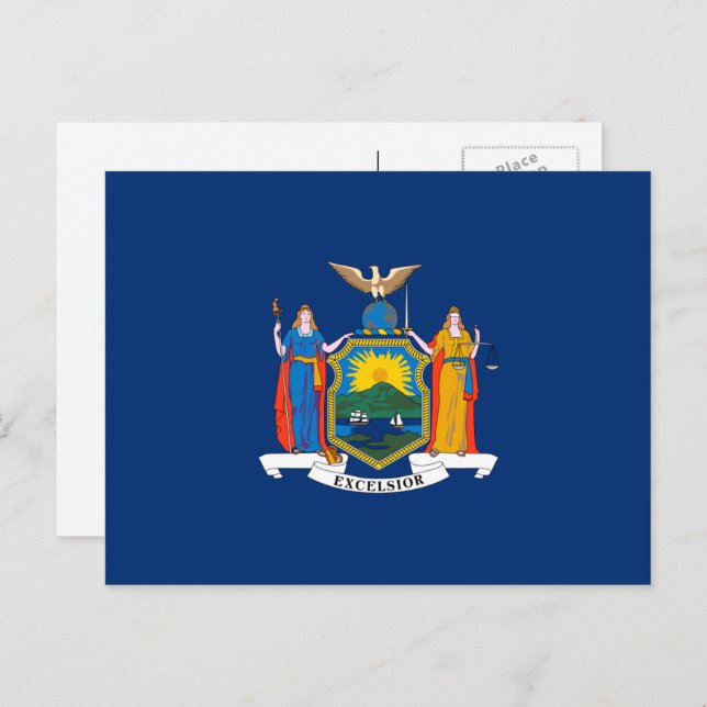 Carte Postale Drapeau de New Yorker, Drapeau de New York (Devant / Derrière)