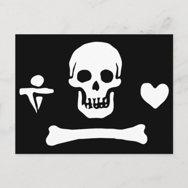 Carte Postale Drapeau de pirate authentique de capot de Stede (Devant)