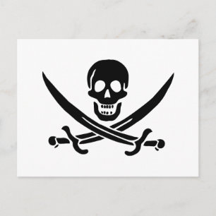 Carte Postale Drapeau de pirate Crâne croisé épées
