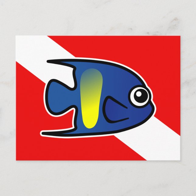 Carte Postale Drapeau de plongée de poisson-ange Yellowbar (Devant)