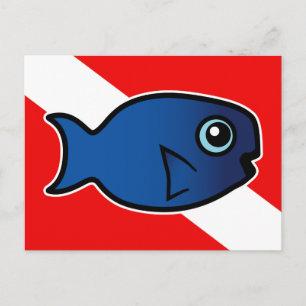Carte Postale Drapeau de plongée de poisson perroquet bleu