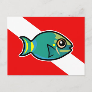 Carte Postale Drapeau de plongée de poisson perroquet Stoplight