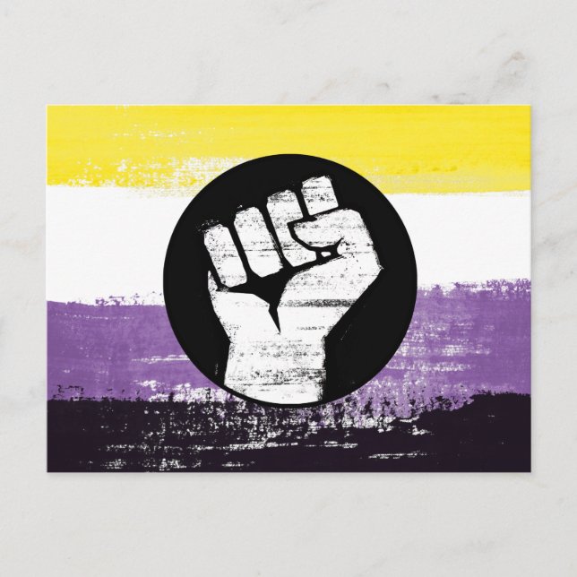 Carte Postale Drapeau de protestation peint non binaire (Devant)