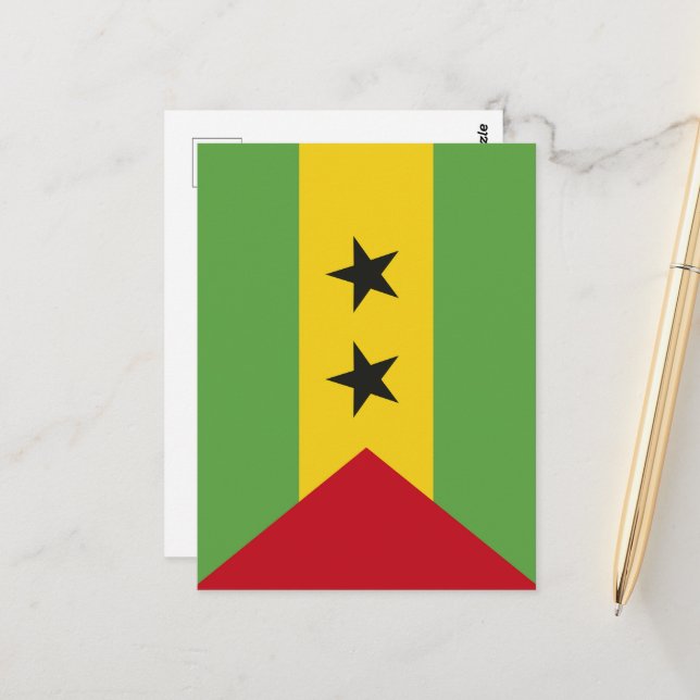 Carte Postale Drapeau de Sao Tomé-et-Principe (Devant/Arrière en situation)
