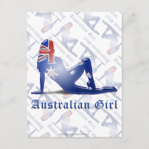 Carte Postale Drapeau de silhouette pour fille australienne