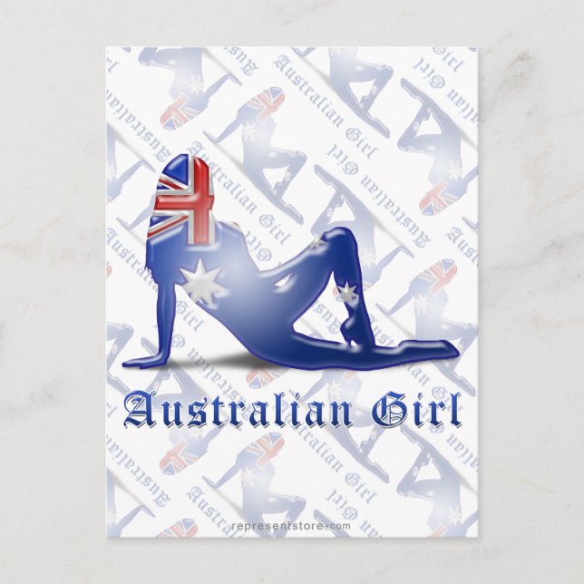 Carte Postale Drapeau de silhouette pour fille australienne (Devant)