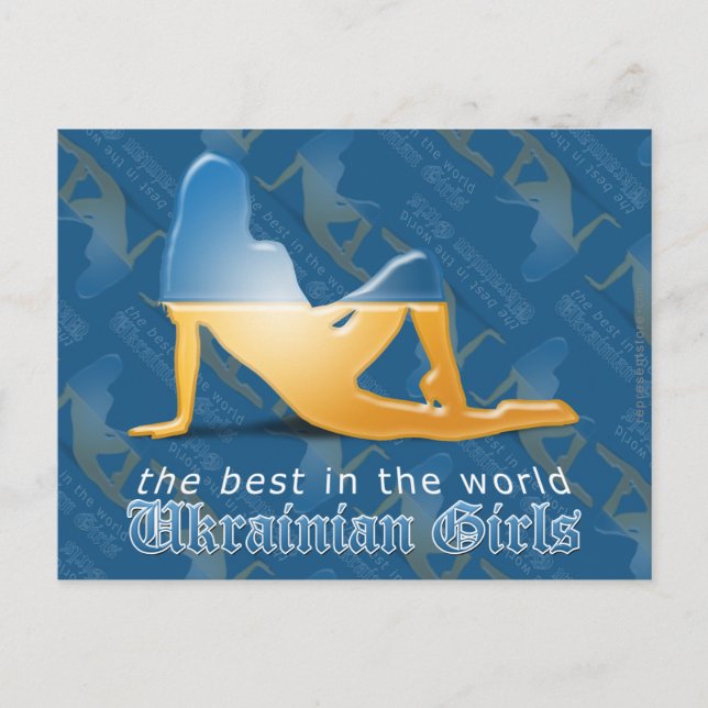 Carte Postale Drapeau de silhouette pour fille ukrainienne (Devant)